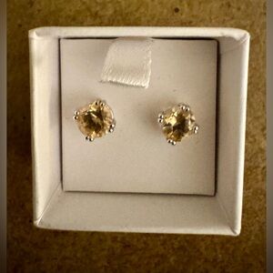 Citrine Stud Earrings set in Sterling Silver - New in original box